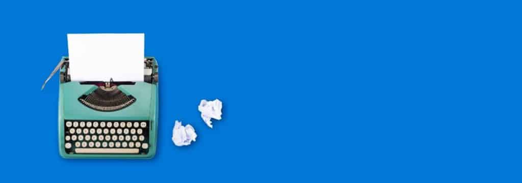 Top 5 screenwriting internships banner image_blue typewriter with blue background