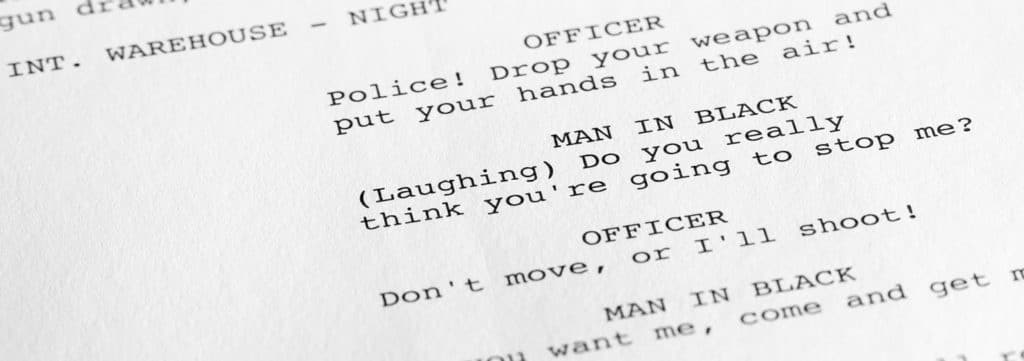 Close-up shot of a script