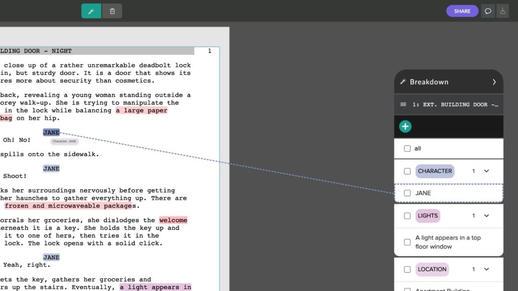 sample scripts in celtx