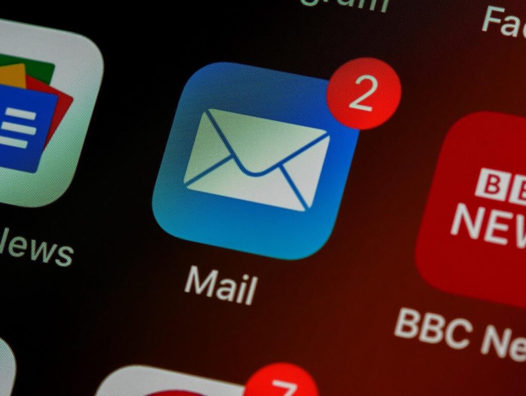 Email notifications on a phone screen.