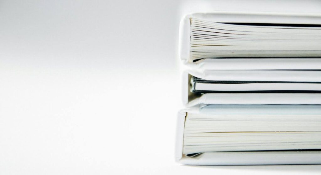 A stack of binders